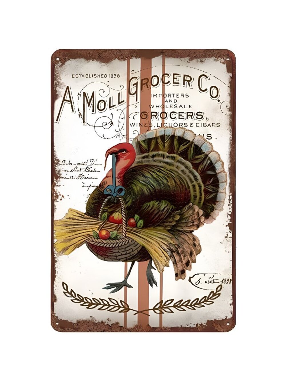Vintage Turkey Thanksgiving Tin Sign Metal Poster Retro Plaque Wall Decor Gift